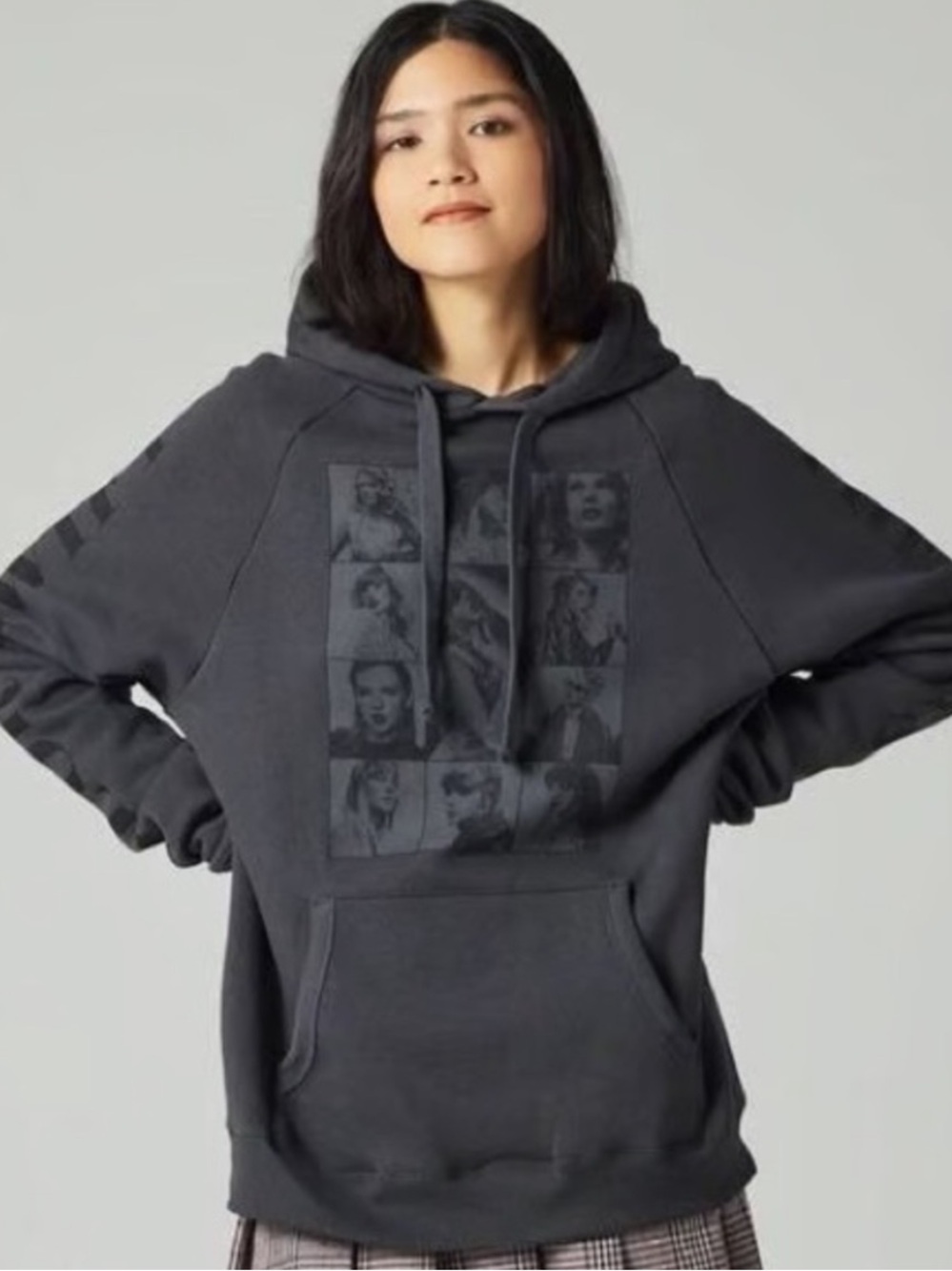 Taylor Swift Eras Tour Oversized Hoodie Charcoal Gray Black M
